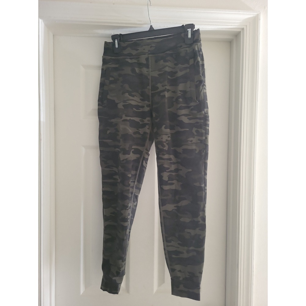 Alphalete Womens Green Camo High Waisted Joggers Size Medium Zipper Pockets